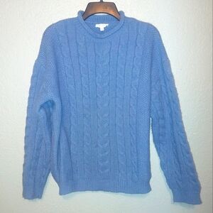 all : row Blue Long Sleeve Cable Knit Pullover Sweater Women's Small